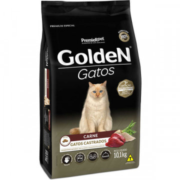 Ração Premier Pet Golden Gatos Adultos Castrados Carne- 1kg/3kg/10kg